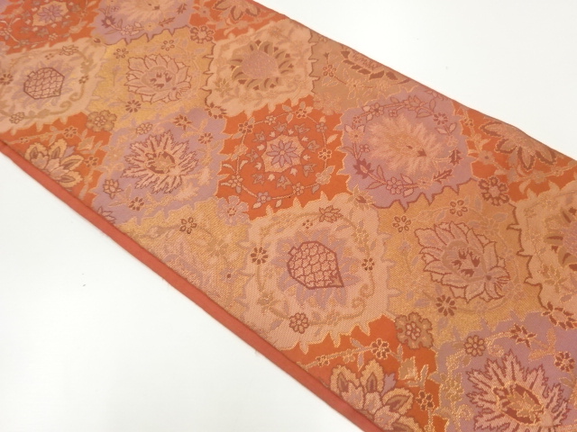 JAPANESE KIMONO / ANTIQUE FUKURO OBI / SILK / WOVEN FLORAL SARASA 